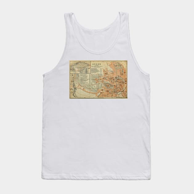 Vintage BRNO Czech Republic Map (1911) Tank Top by Bravuramedia